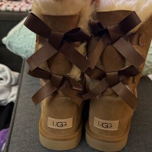 UGG Tan Suede Winter Boots with Fur Trim